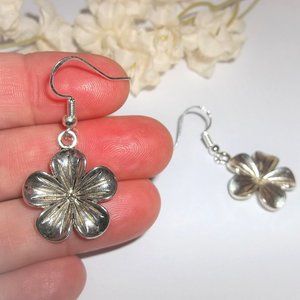 Silver Flower Earring Set Dangle Drop Jewelry Gift Idea for Her Girl Woman 7190…